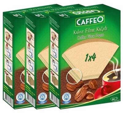 Caffeo Filtre Kahve Kağıdı 1x4 4 Numara 80'li 3'lü Paket 240 Adet - 1
