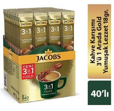 Jacobs 3ü1 Arada Gold Kahve Karışımı Yumuşak Lezzet(40' lı) - 1