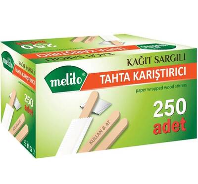 Melito Tahta Karıştırıcı Kağıt Sargılı 11 cm 250'li Paket - 1